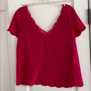 NWT Sézane Raspberry Flutter Sleeve Top sz 42 (10)